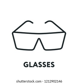 Glasses and Sunglasses Model. Optical Spectacles Fashion Lens. Vector Flat Line Icon.