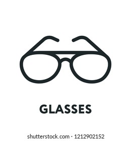Glasses and Sunglasses Model. Optical Spectacles Fashion Lens. Vector Flat Line Icon.