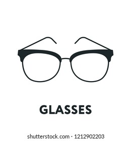 Glasses and Sunglasses Model. Optical Spectacles Fashion Lens. Vector Flat Line Icon.