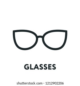 Glasses and Sunglasses Model. Optical Spectacles Fashion Lens. Vector Flat Line Icon.