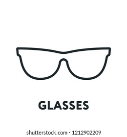 Glasses and Sunglasses Model. Optical Spectacles Fashion Lens. Vector Flat Line Icon.