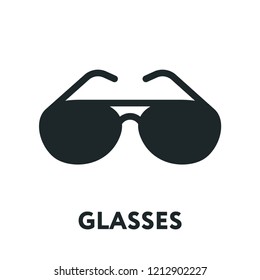 Glasses and Sunglasses Model. Optical Spectacles Fashion Lens. Vector Flat Line Icon.