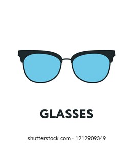 Glasses and Sunglasses Model. Optical Spectacles Fashion Lens. Color Vector Flat Line Icon.