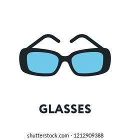 Glasses and Sunglasses Model. Optical Spectacles Fashion Lens. Color Vector Flat Line Icon.