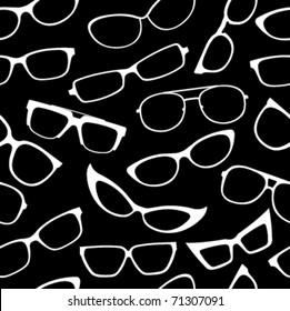 Glasses and Sunglasses Seamless Pattern in B&W