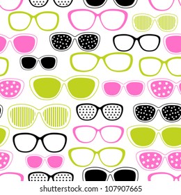 Glasses and sunglasses seamless pattern. Vector texture.