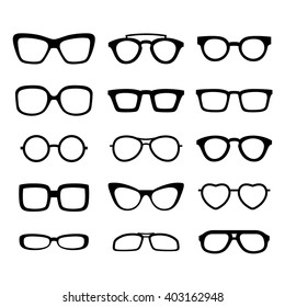 Glasses and sunglasses set. Vector illustration.