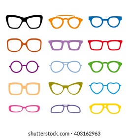 Glasses and sunglasses set. Vector illustration.