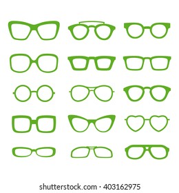 Glasses and sunglasses set. Vector illustration.