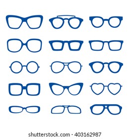 Glasses and sunglasses set. Vector illustration.