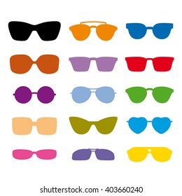 Glasses and sunglasses set. Vector illustration.