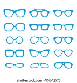 Glasses and sunglasses set. Vector illustration.