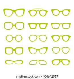 Glasses and sunglasses set. Vector illustration.