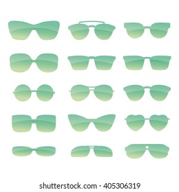 Glasses and sunglasses set. Vector illustration.