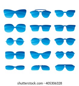 Glasses and sunglasses set. Vector illustration.