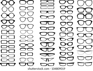 Glasses and sunglasses silhouettes collection