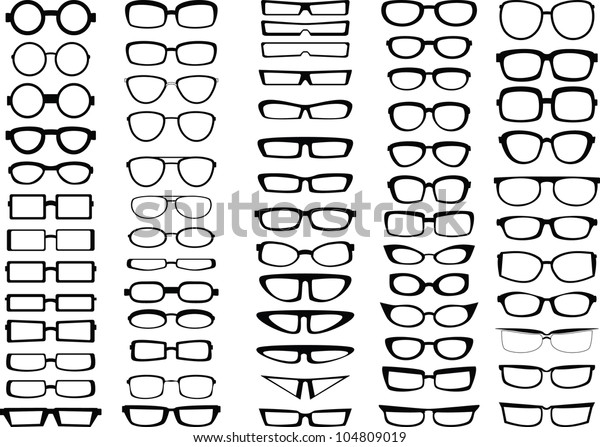 Glasses Sunglasses Silhouettes Collection Stock Vector Royalty Free