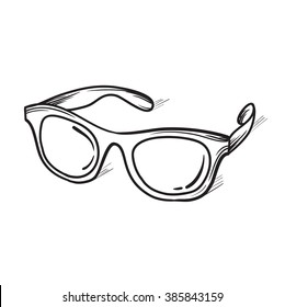 Glasses sunglasses vector hand drawn illustration black lines