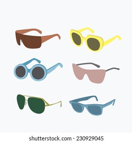 Glasses and sunglasses vector set isolated on white background