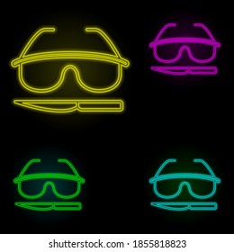 Glasses, surgery, knife neon color set icon. Simple thin line, outline vector of anti age icons for ui and ux, website or mobile application