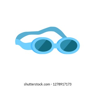 Glasses for swimming emblem isolated vector icon in cartoon style. Water protective rubber equipment single simple element, front view primitive badge