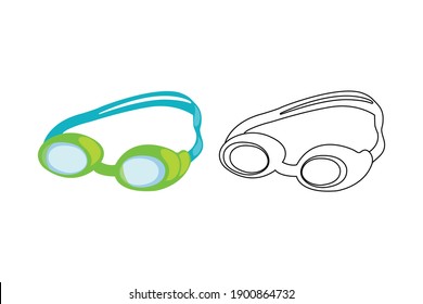 Glasses Swimming Pool Fill Outline Vector Icon