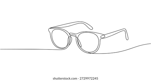 Glasses symbol, continuous line drawing vector. One continuous line eyeglasses icon vector, Continuous one line drawing of eyeglasses or sunglasses. Eyeglasses and sunglasses symbol in simple linear