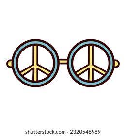 Glasses with symbol of peace. Vector groovy illustration