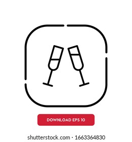Glasses symbol, wedding agency outline vector icon. Modern, simple flat vector illustration for web site or mobile app