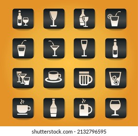 glasses symbols on black buttons on yellow background