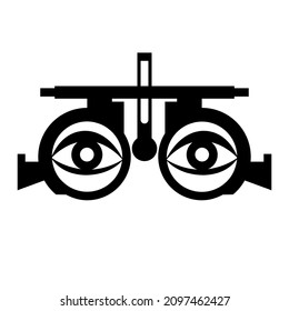 Gafas para la prueba de visión, negro sobre fondo blanco, ilustración vectorial