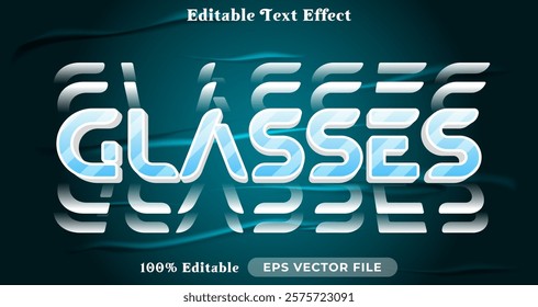 Glasses text effect, trendy graphic style editable text