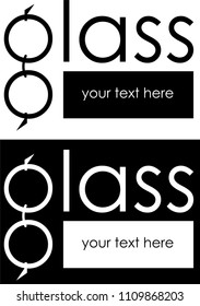 glasses in the text, word glass minimalist logo