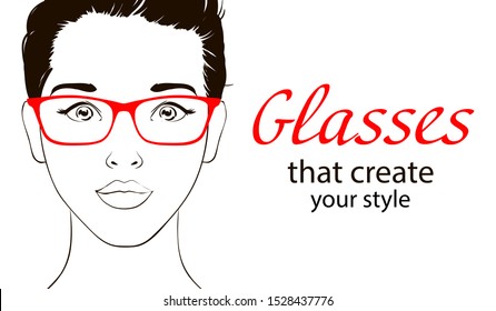 Glasses that create your style. Glasses for vision correction. Banner to create your design and web.