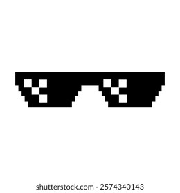 Glasses Thug Life Gangster, Pixel Art Concept. Black Glasses Pixel  