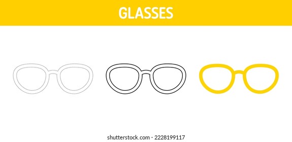 Glasses tracing and coloring worksheet for kids