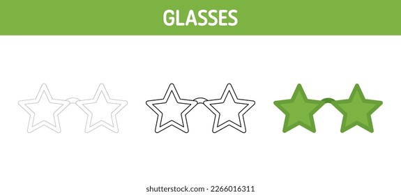 Glasses tracing and coloring worksheet for kids