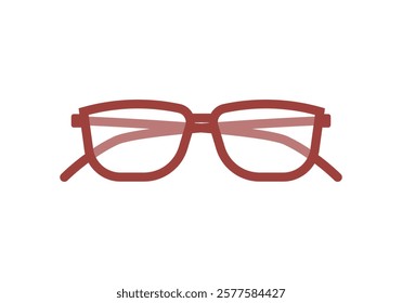 Glasses with transparent lenses for vision isolated on a white. Reading accessory in a flat style.