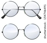 Glasses with transparent white round lenses isolated on white background, illustration