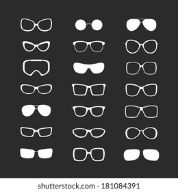 glasses type icons set