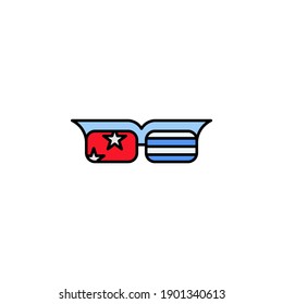 Glasses USA outline icon. Signs and symbols can be used for web, logo, mobile app, UI, UX