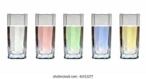 Glasses with a varicoloured liquid
