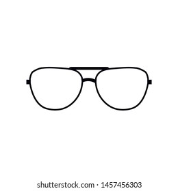 Glasses vector. Accessory art black collection cool flat design. Vector illustration of elegant spectacles in black frame white background.