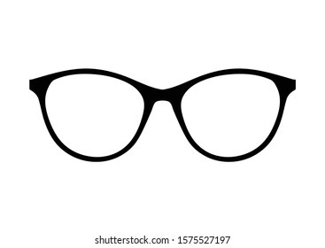 Glasses vector. Accessory art black collection cool flat design. Vector illustration of elegan spectacles in black frame white background