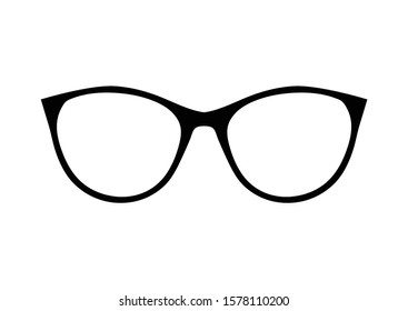 Glasses vector. Accessory art black collection cool flat design. Vector illustration of elegan spectacles in black frame white background