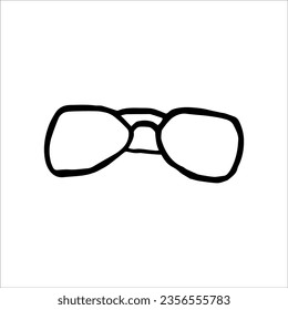 Glasses. Vector contour. Hand-drawn black and white illustration. Clipart,, sketch, doodle, template, icon, logo.