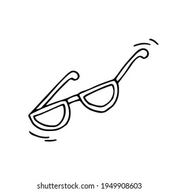 Glasses. Vector. Doodle. Hand-drawn illustration. Coloring. Black and white outline. Silhouette.