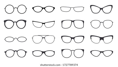 Glasses vector. Eyeglasses frame icon on white background. Fashion hipster eyewear with black and optic glasses rim isolated