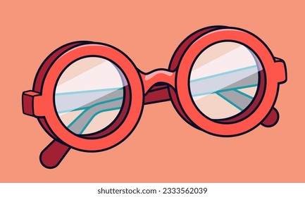 Glasses. Vector flat icon. Clipart isolated on red background.	