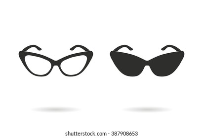 Glasses   vector icon. Black  illustration isolated on white  background for graphic and web design.  
